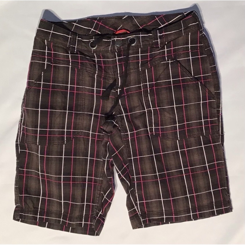 The North Face Women's Size S Flat Front Zip Tie Plaid‎ Boho Outdoor Shorts